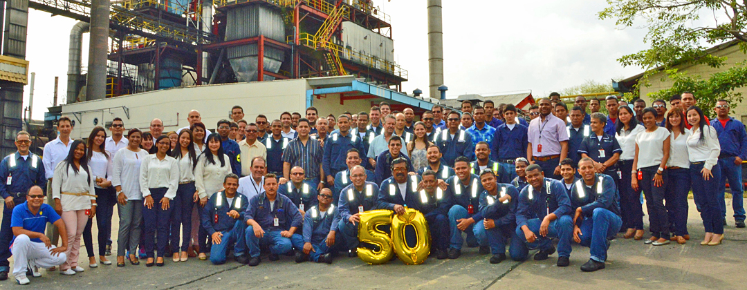 Employees celebrate the 50th anniversary